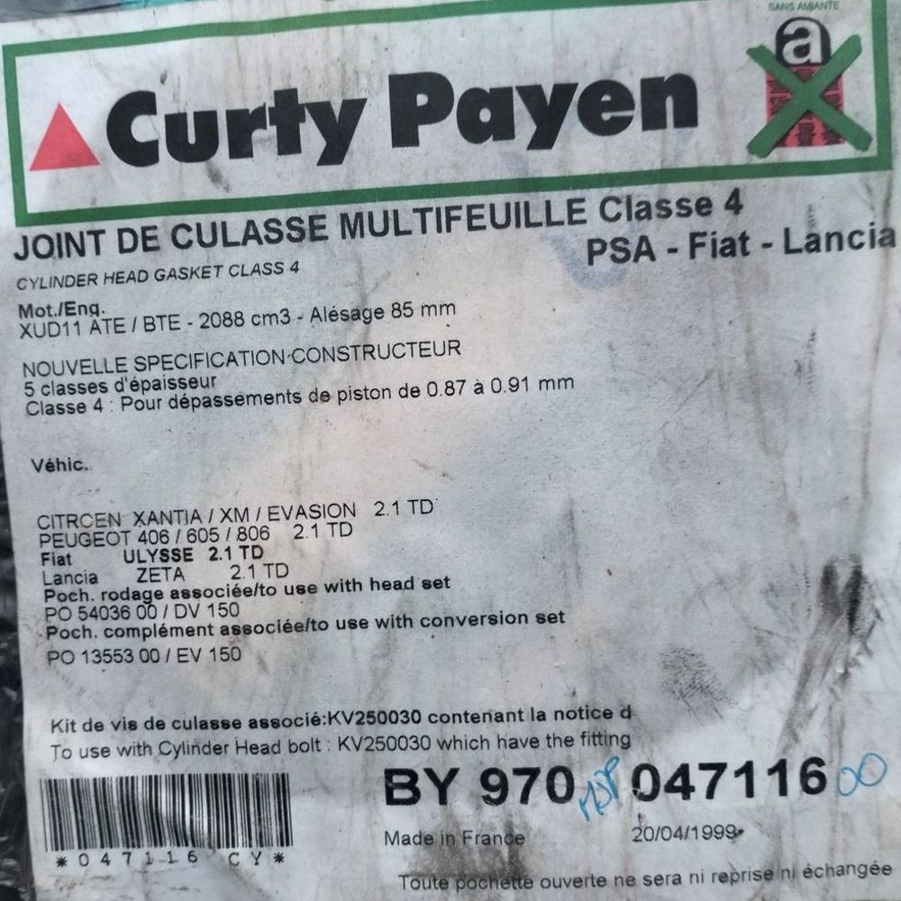 joint culasse psa 2.1 td xud11 4 crans PAYEN - BY970 Bricolage