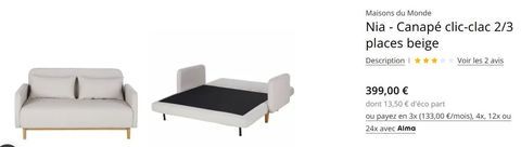 VEND Clic-clac avec accoudoirs 2/3 places beige BON ETAT 0 La Rochelle (17)
