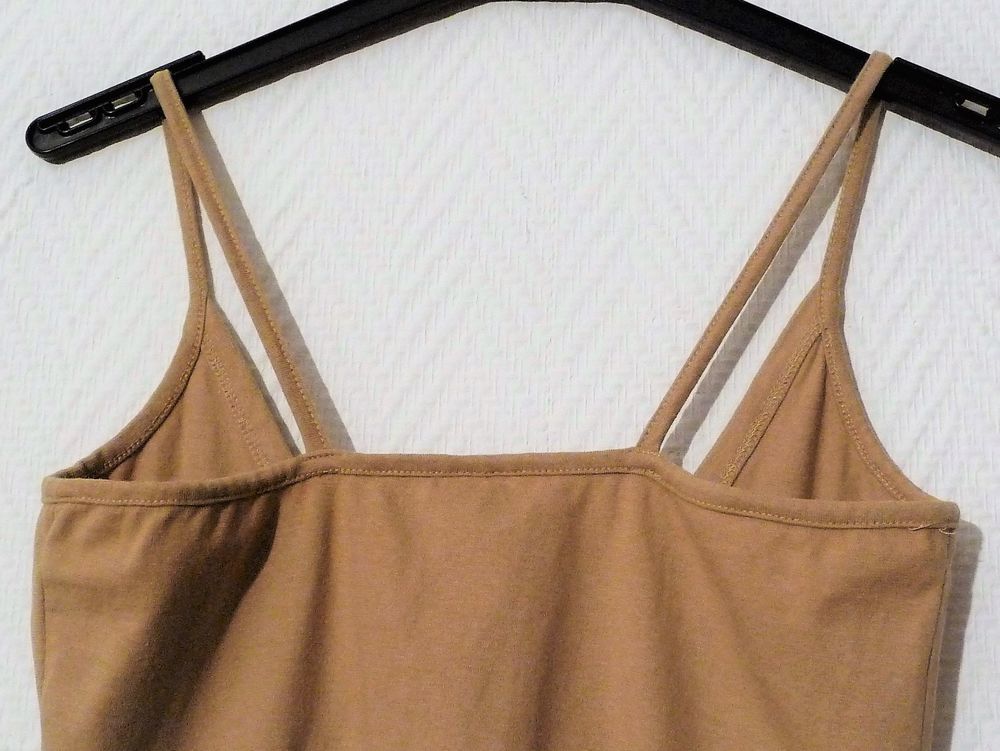 Top/ Tee Shirt en Coton Marron &agrave; Bretelles- Taille 34/36 Vêtements