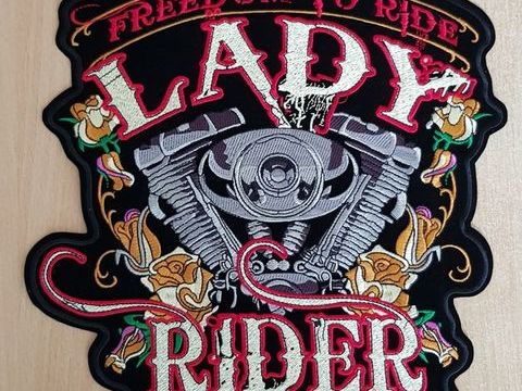 Ecusson brodé 
Dossard de veste
31x26 cm
Lady biker 20 Carnon Plage (34)