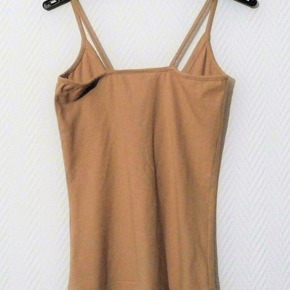 Top/ Tee Shirt en Coton Marron &agrave; Bretelles- Taille 34/36 Vêtements