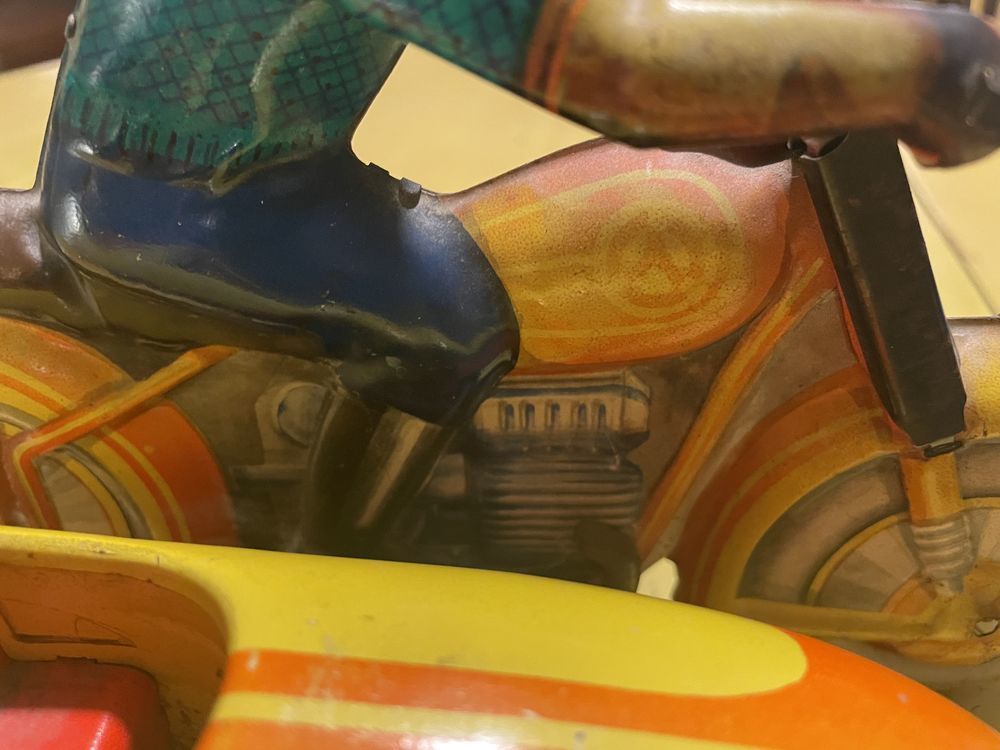 MOTO SIDE-CAR INGRA TEKHNICA 1970 Jouet ancien vintage t&ocirc;le Jeux / jouets