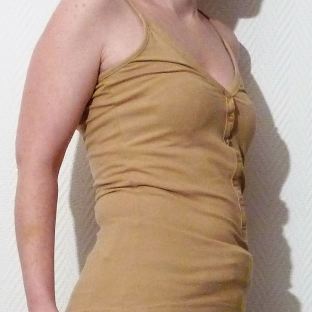 Top/ Tee Shirt en Coton Marron &agrave; Bretelles- Taille 34/36 Vêtements