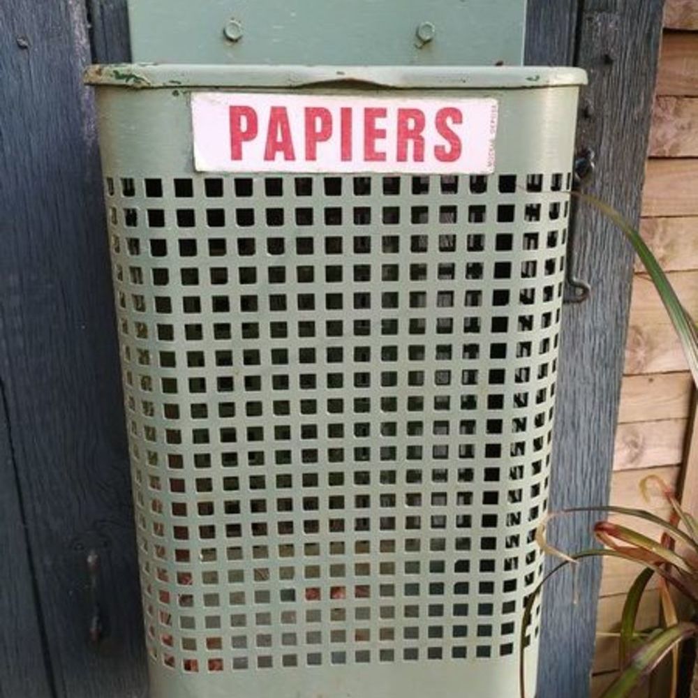 Ancienne Corbeille &agrave; Papier de Jardin Public Vintage 