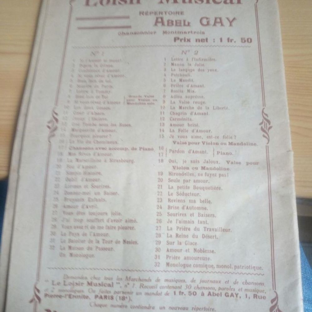 LIVRET LOISIR MUSICAL ABEL GAY 