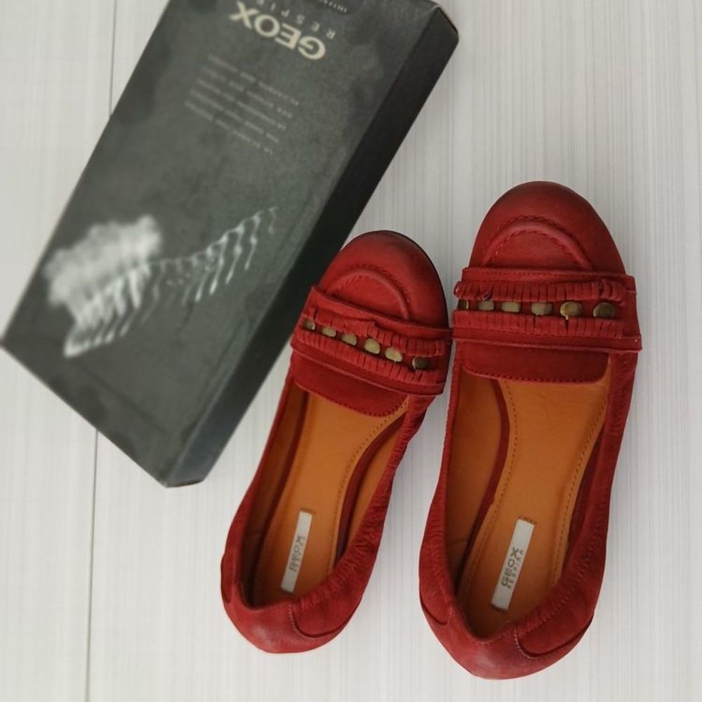 Chaussures mocassins cuir rouge bordeaux - Geox - pointure 3 Chaussures