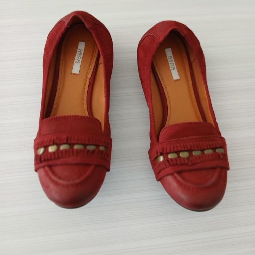Chaussures mocassins cuir rouge bordeaux - Geox - pointure 3 Chaussures