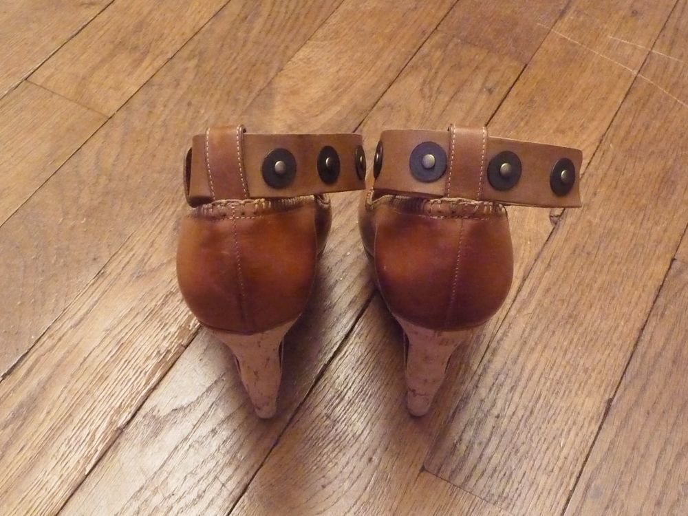 Escarpins/ Chaussures Compens&eacute;es Cuir Marron Talon- Lanvin Chaussures