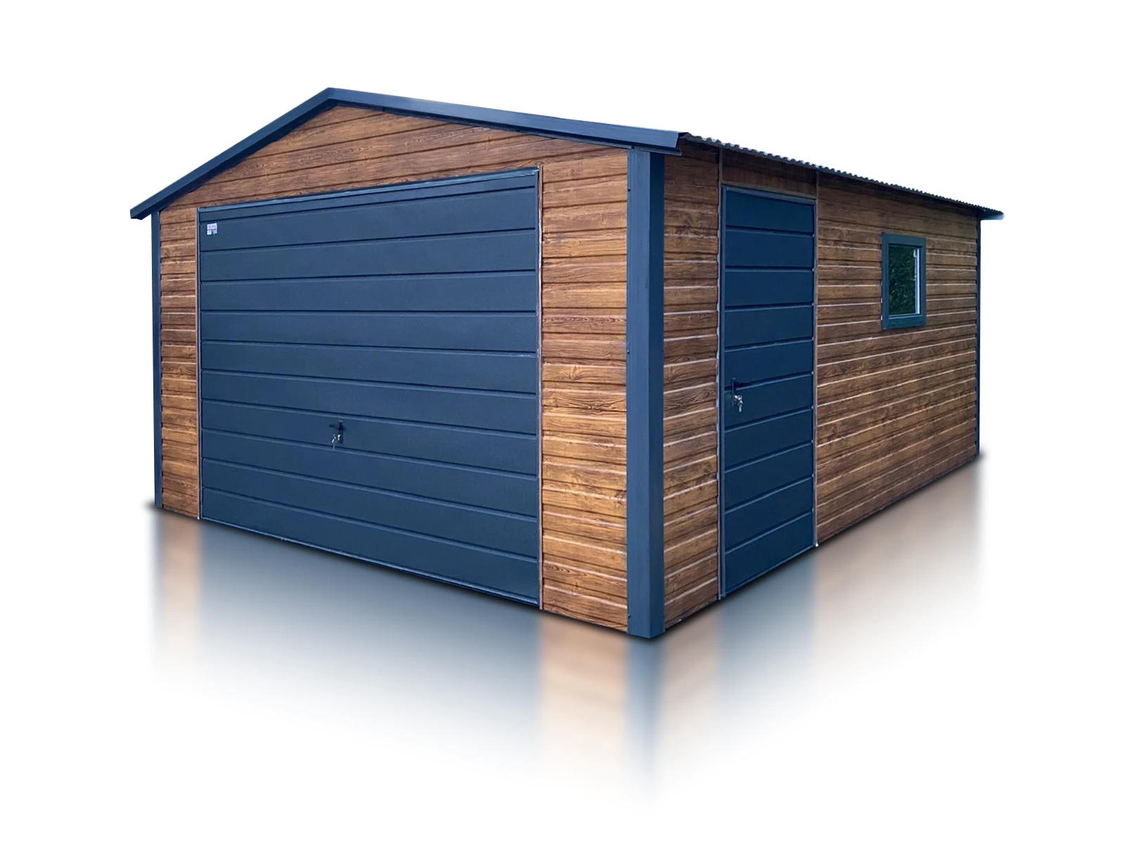 Garage en t&ocirc;le simple 4&times;5 m Double pente Effet bois Jardin