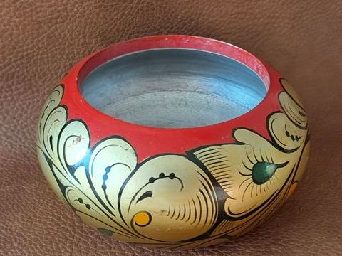 bol d�coratif en bois laqu� noir rouge or argent 5 Carnon Plage (34)