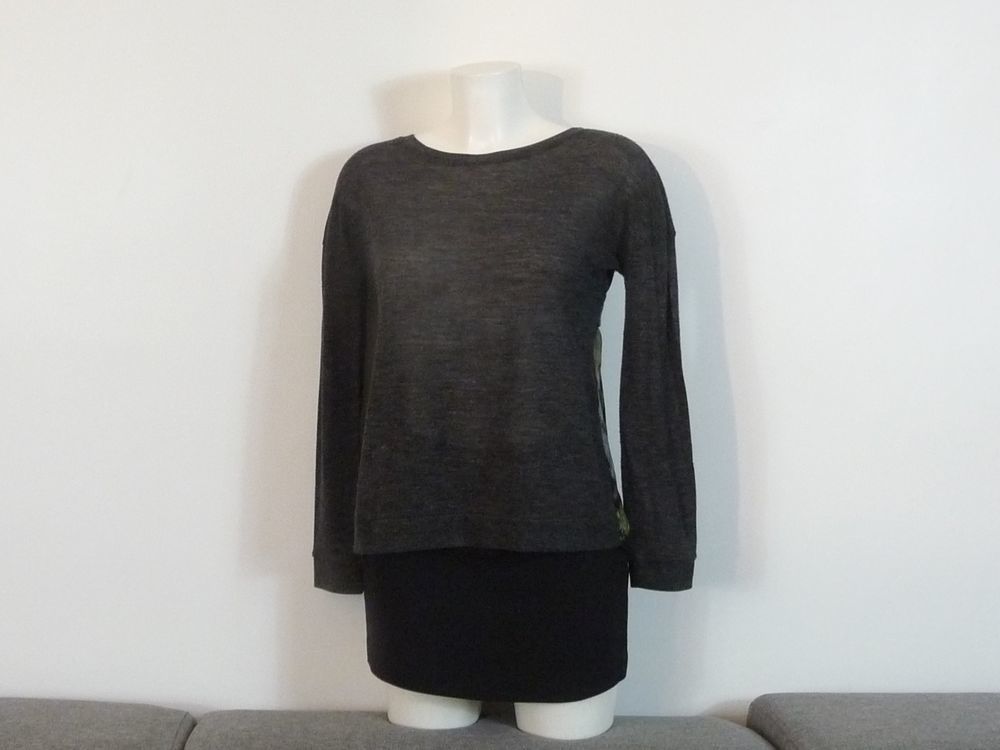 Pull L&eacute;ger Bi Mati&egrave;re Gris Anthracite- Taille XS- Promod Vêtements