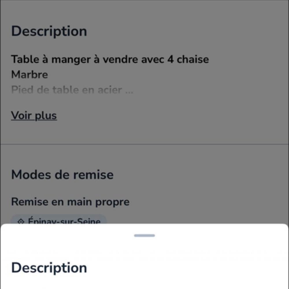 Ensemble table &agrave; manger + chaises Meubles