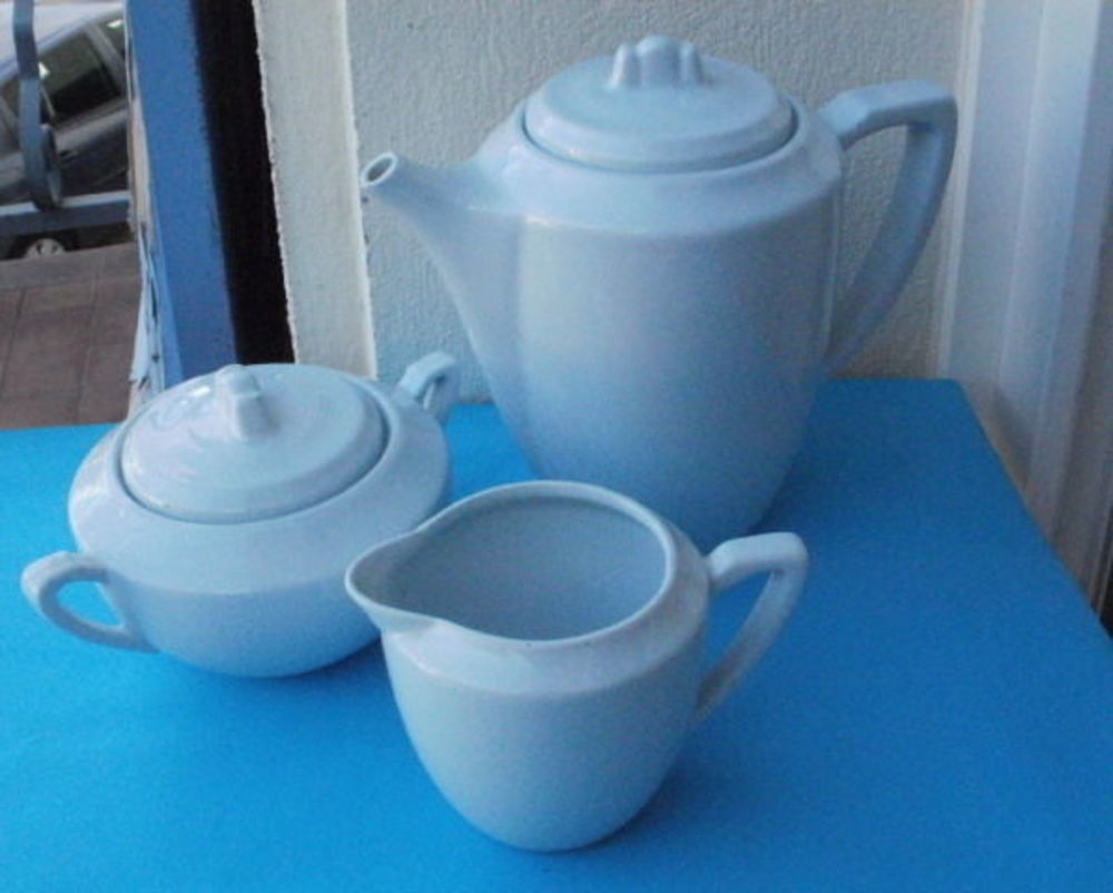 Ancien Service &agrave; caf&eacute; DIGOIN SARREGUEMINES Bleu clair Cuisine
