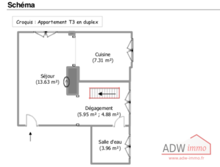  Appartement � vendre 3 pi�ces 59 m�