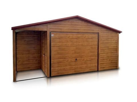 Garage en tôle simple avec auvent 6×6 m Double pente Effet b 6860 Courbevoie (92)