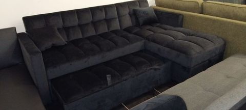 canape lit chaislong noir velours 427 Villemomble (93)