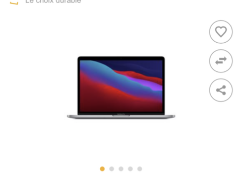 Apple MacBook Pro 13  Touch Bar 512 Go
SSD 8 Go RAM Puce M1  1600 Nantes (44)