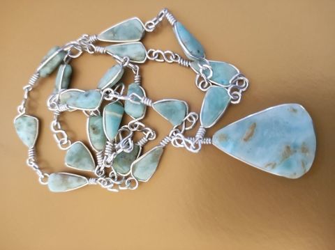 Magnifique collier monté de véritables pierres de LARIMAR 30 Herblay (95)