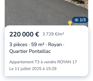  Appartement � vendre 3 pi�ces 58 m�