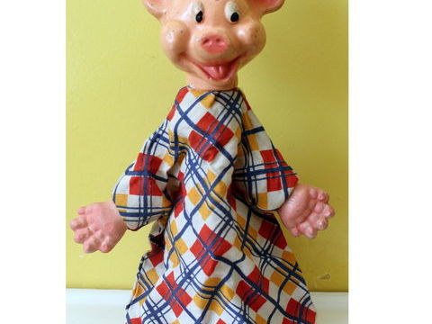 Marionnette ancienne en composition Cochon de WALT DISNEY 19 50 Issy-les-Moulineaux (92)
