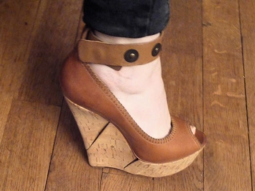 Escarpins/ Chaussures Compens&eacute;es Cuir Marron Talon- Lanvin Chaussures