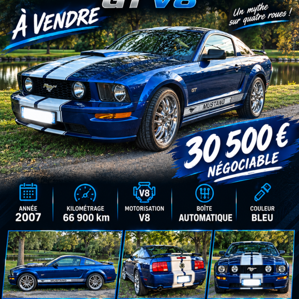 Mustang Fastback V8 5.0 BVA10 GT 2007 occasion 62232 Vendin-l&egrave;s-B&eacute;thune