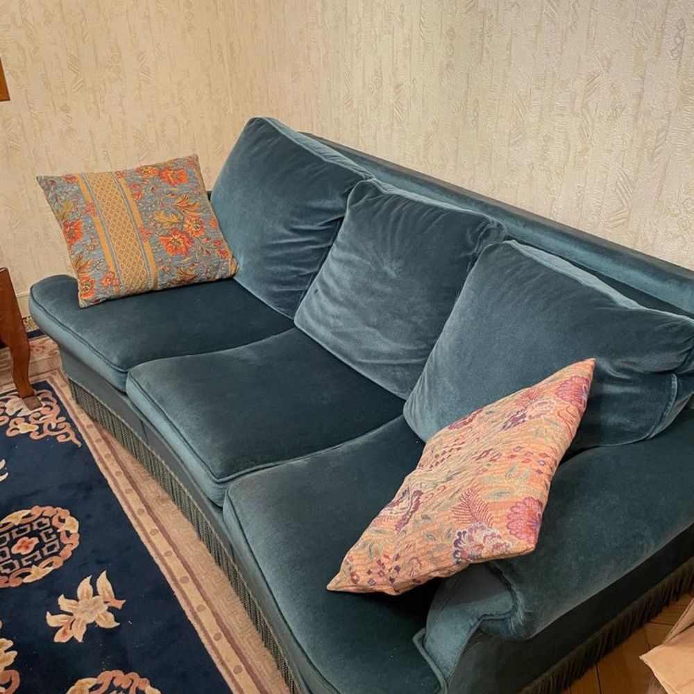 Canap&eacute; velours bleu 3 places convertible Meubles