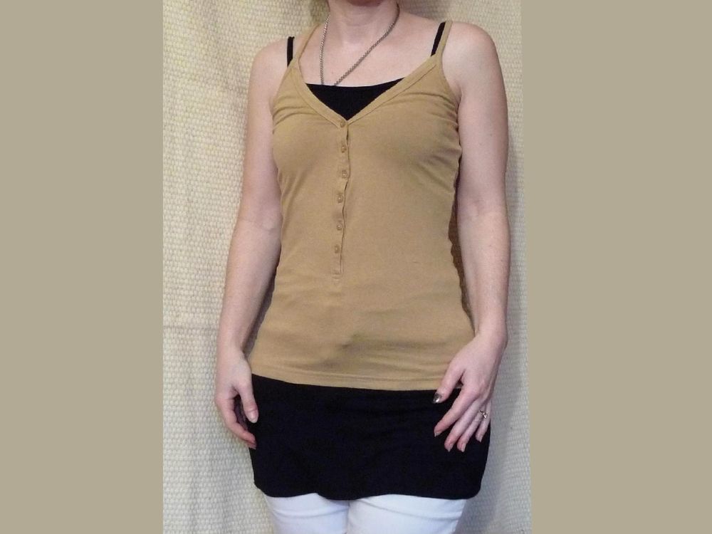 Top/ Tee Shirt en Coton Marron &agrave; Bretelles- Taille 34/36 Vêtements