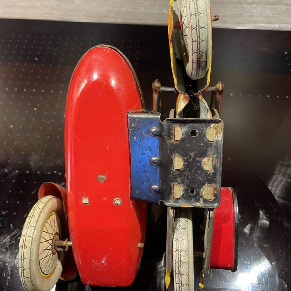 MOTO SIDE-CAR INGRA TEKHNICA 1970 Jouet ancien vintage t&ocirc;le Jeux / jouets