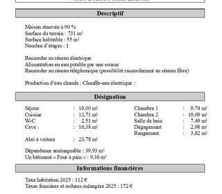  Maison � vendre 4 pi�ces 54 m�