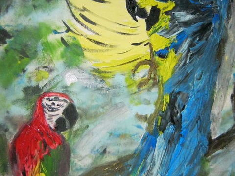 peinture acrylique perroquets 180 26100 Romans-sur-isre