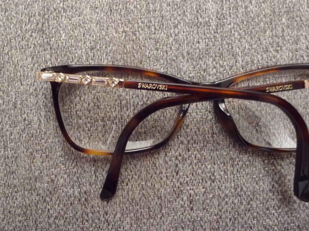Monture/ Lunette de Vue Rectangle Plastique Marron Swarovski Bijoux et montres