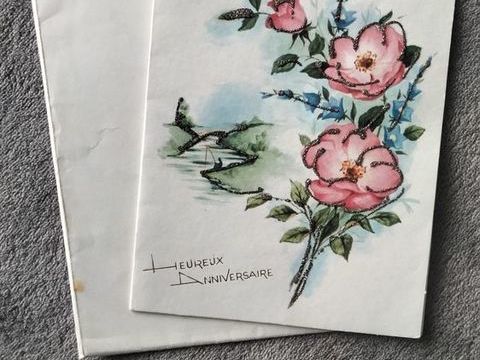 Carte Heureux anniversaire vintage Made in France Villeurbanne (69)