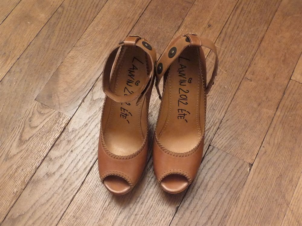 Escarpins/ Chaussures Compens&eacute;es Cuir Marron Talon- Lanvin Chaussures