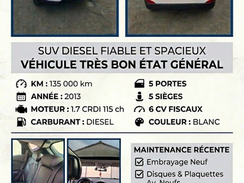 Hyundai iX35 ix35 1.7 CRDi 115 2WD Panoramic Sunsation 2013 occasion Saint-Lumine-de-Coutais 44310