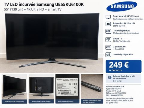 TV LED incurvée Samsung 55  4K Ultra HD Tremblay-en-France (93)
