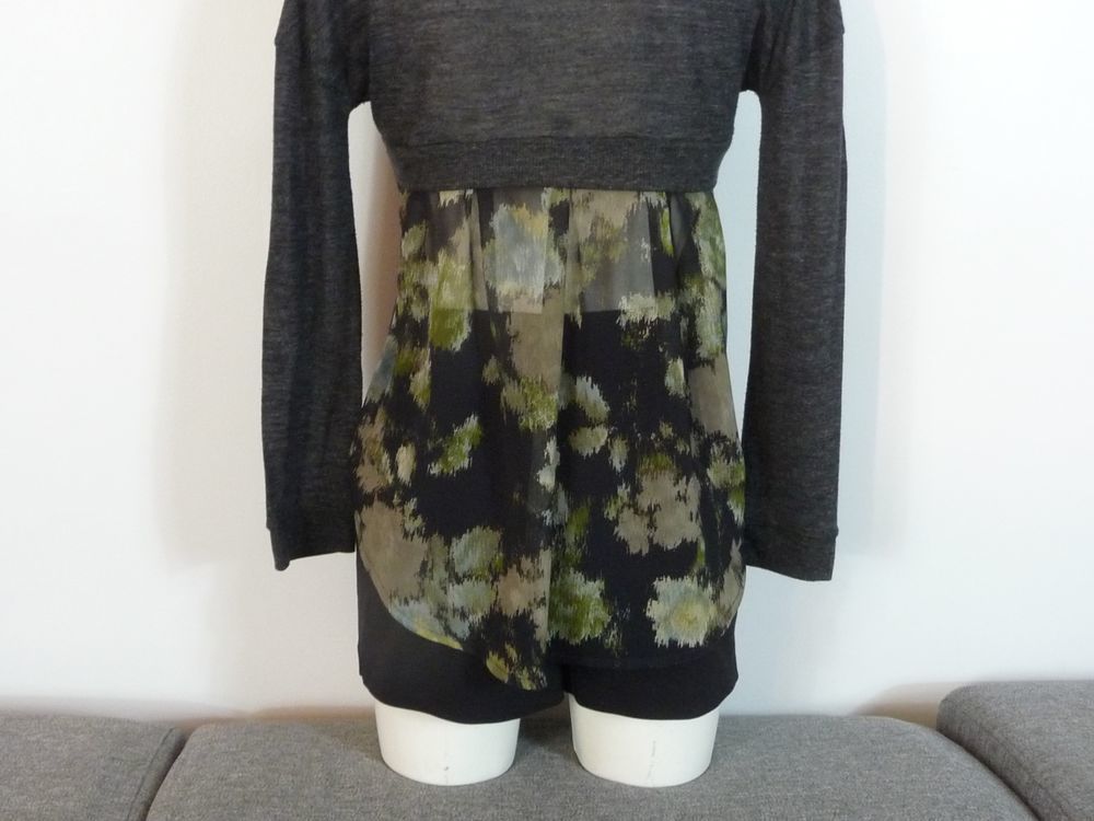 Pull L&eacute;ger Bi Mati&egrave;re Gris Anthracite- Taille XS- Promod Vêtements