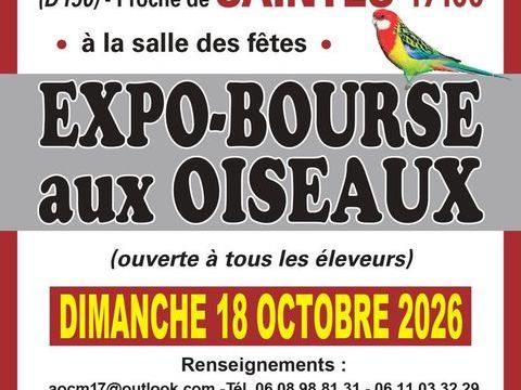 Bourse aux oiseaux le 18 octobre 2026 2 17100 Vénérand