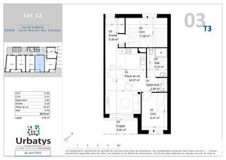  Appartement � vendre 3 pi�ces 59 m�