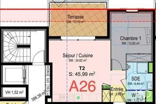  Appartement � vendre 2 pi�ces 46 m�