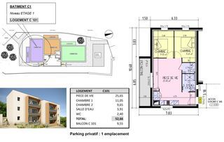  Appartement � vendre 3 pi�ces 53 m�