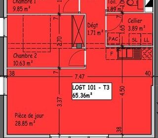  Appartement � vendre 3 pi�ces 65 m�