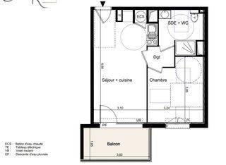  Appartement � vendre 2 pi�ces 40 m�