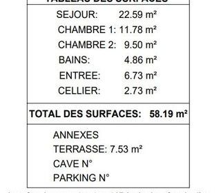  Appartement � vendre 3 pi�ces 58 m�