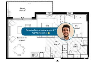  Appartement � vendre 3 pi�ces 61 m�