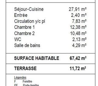  Appartement � vendre 3 pi�ces 67 m�