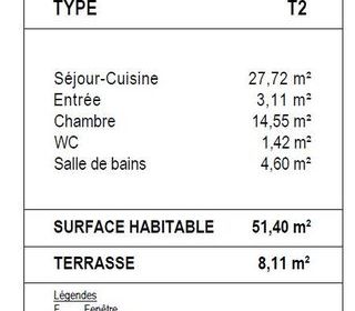  Appartement � vendre 2 pi�ces 51 m�