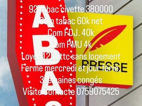 Vente Bar-tabac 100 m&sup2; 499000 94130 Nogent-sur-marne