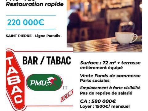 Vente Bar-tabac 72 m&sup2; 220000 97410 Saint-pierre