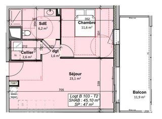  Appartement � vendre 2 pi�ces 45 m�